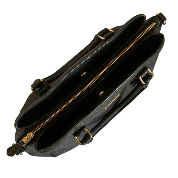 Coach Black Crossgrain Leather Satchel Handbag Gold Tone Hardware - Picture 4 of 14